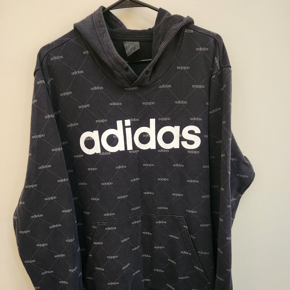 Adidas Men's XL, Graphic Logo Pullover Hoodie, Black